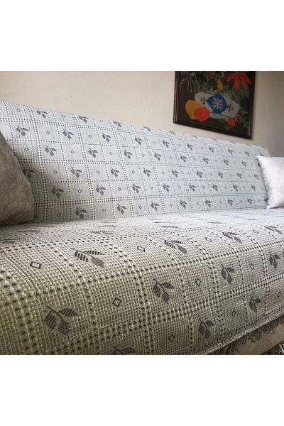Yavuz Tekstil Başak Pattern Double 100% Cotton Pique & Bedspread Gray