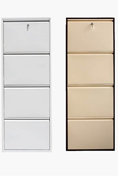 Özlü 1. Sınıf Dkp Çelik Kilitli Metal Ayakkabılık 4'lü Montajlı Gönderim Kahve Krem