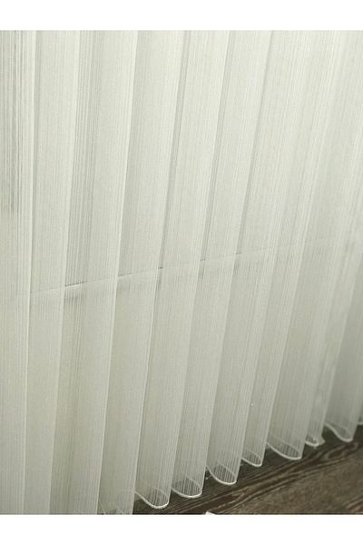 Brillant Bozcada Series - Striped Tulle Curtain, Set of 3