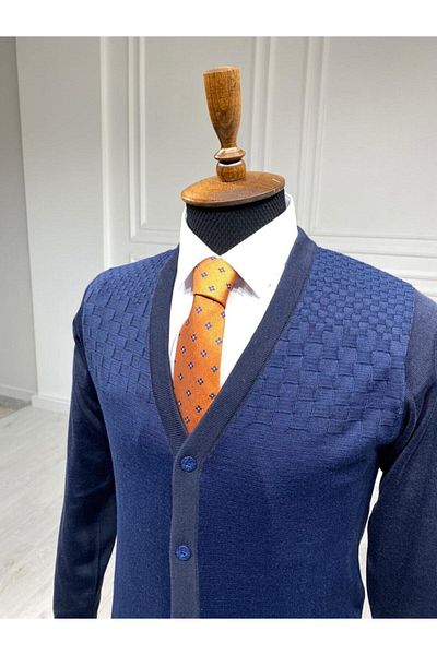CCS Sarar Men's Navy Blue Knitwear Cardigan