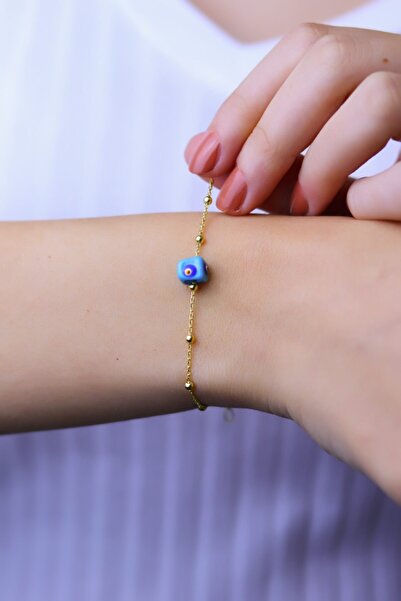 MySilvers Gümüş Nazar Boncuğu Top Zincir Bileklik