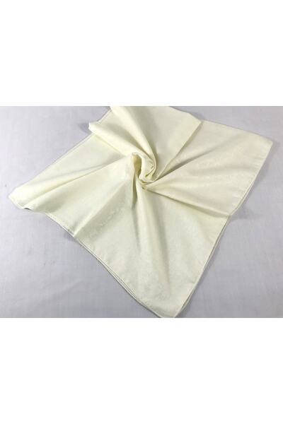 AYSİM TEKSTİL Aysim Kendinden Desenli Kare Örtü- Tülbent -yazma -krem