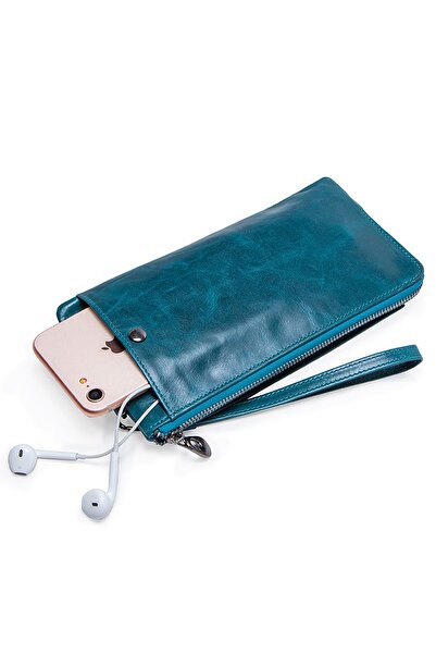 Contact’S Contacts Milena Prestige Serie Genuine Leather Business Turquoise Men's Handbag