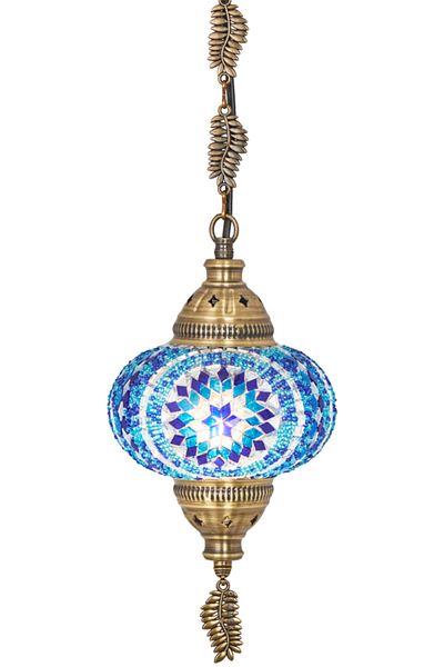 Demmex Handmade Authentic Mosaic Colored Glass Pendant Chandelier, Leaf Chain, 75cm