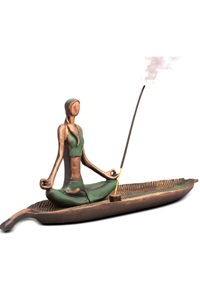 Gift Garden Özel Tasarım Büyük Boy Yoga Yapan Kadın Tütsülük Yeşil