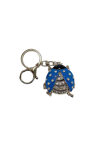 Dünyadan Hediyeler Blue Crystal Stone Ladybug Keychain