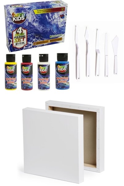 Rich Funny Kids Pourıng Akrilik Boya 70 Cc 4 Lü 30x30 Tuval Set