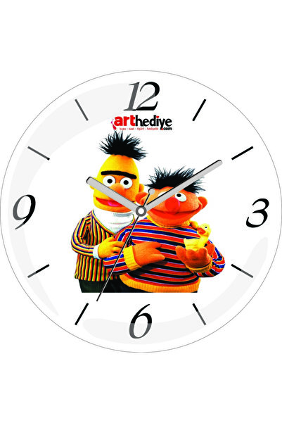 3M Ceas de perete din sticlă autentică Edi Büdü Sesame Street Bombeli
