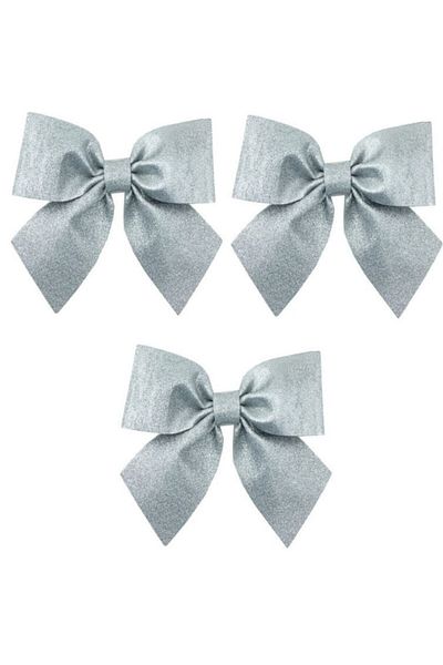 Happyland 3 Pieces New Year's Silver Bow Ornament 30 cm