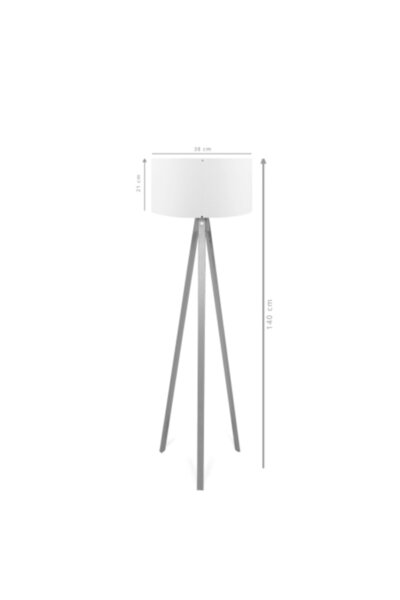 HOMİNG Kumaş Başlıklı Ceviz Ayaklı Ahşap Lambader