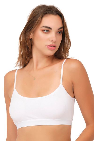 Doce Cravo Combed Cotton Covered Thin Strap Bustier 502 White