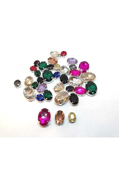 yiğit aksesuar Oval Case Planted Glass Stone Mixed Package 3 Different Sizes ...