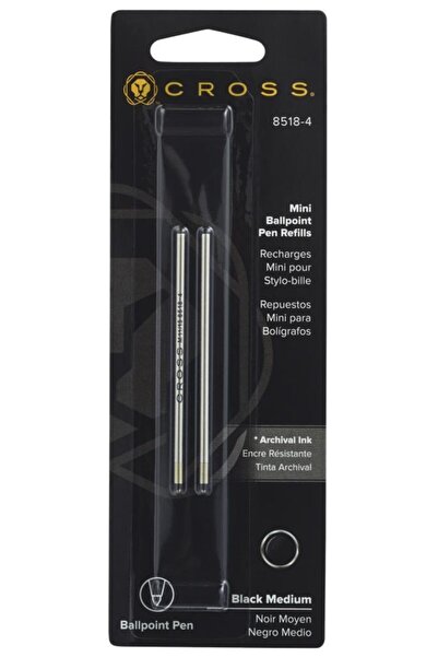 Cross Kısa Tükenmez Kalem Refili Medium Siyah 8518-4 (2'li Blisterli/6 Adet B...