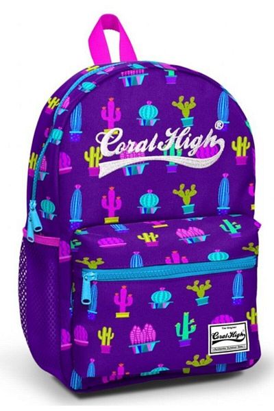 Yaygan Çanta Grădiniță și rucsac zilnic pentru copii Purple Coral High Cactus Vârsta 4-5