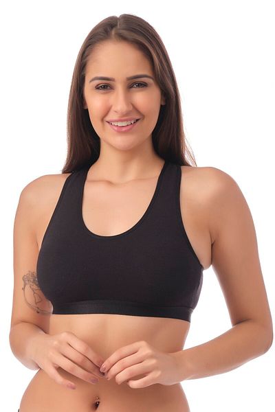 Doce Cravo Combed Cotton Padded Thick Strap Sports Bustier11601817 Black