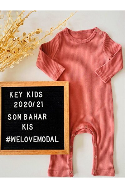 KEY KIDS Peach Ribbed Modal Long Jumpsuit