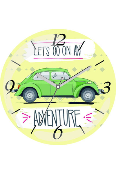 3M Ceas de perete din sticlă reală Lets Go On Adventure Wosvos Silent Bombeli