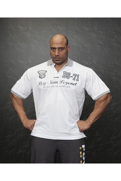 Big Sam Polo Neck White Large Size T-Shirt 2835
