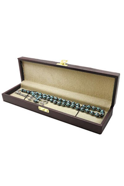 Tesbihane Kahverengi Deri Içi Astarlı Elegance Tesbih Kutusu