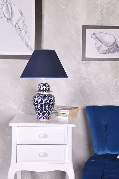 Qdec Bleu Blanc Shah Vase Lampshade Blue Gilt Blue