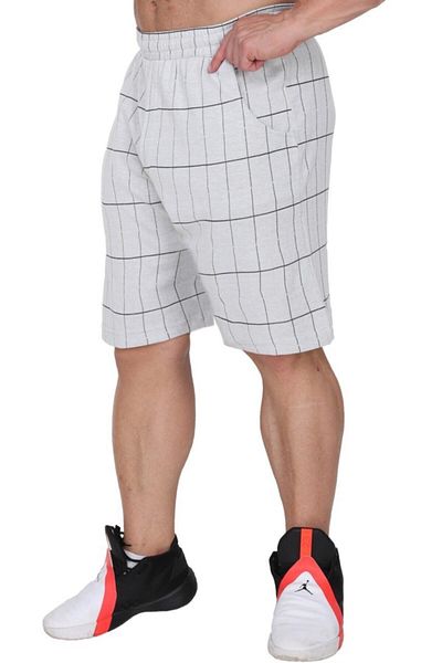 Big Sam Ecru Relaxed Cut Cotton Checkered Shorts 1403