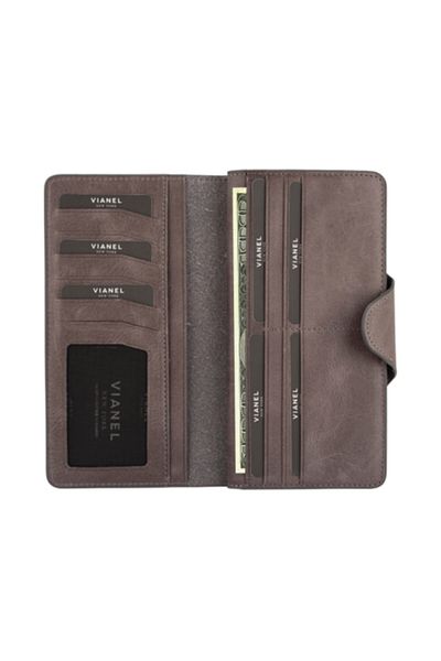 Vianel New York Crazy Leather Grey Unisex Money Portfolio