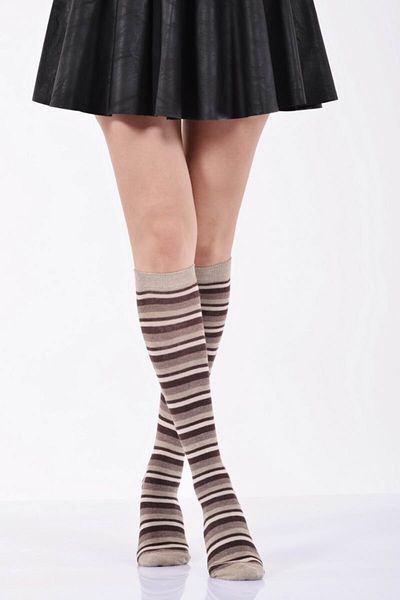 Lateks Çorap Idilfashion Women's Circled Knee Socks - Beige - B-Art013