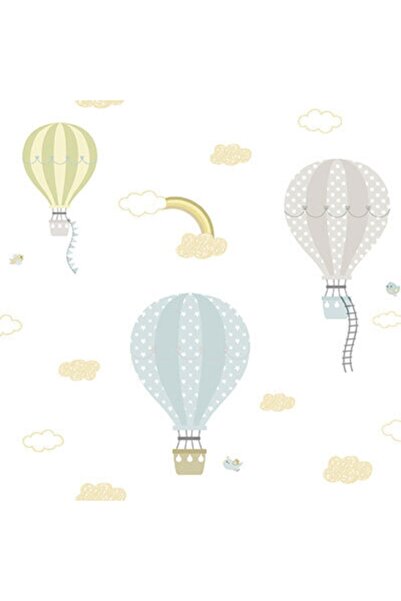 Adawall Adakıds Uçan Balon Ve Bulut Desenli Duvar Kağıdı (10,6m2)
