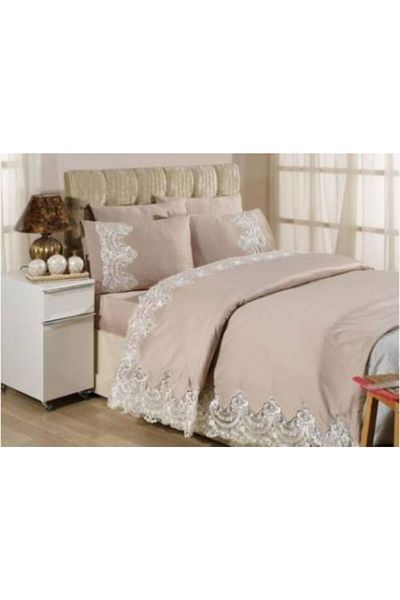 Sultan French Laced Duvet Cover Set * Cappichino