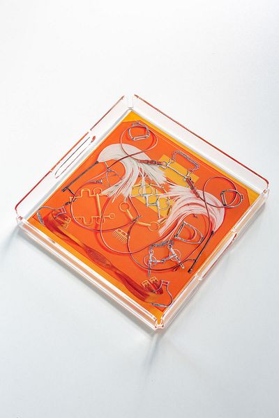 Queen Bee İstanbul Equestrian Pattern Plexiglass Tray 25cm X 25 Cm