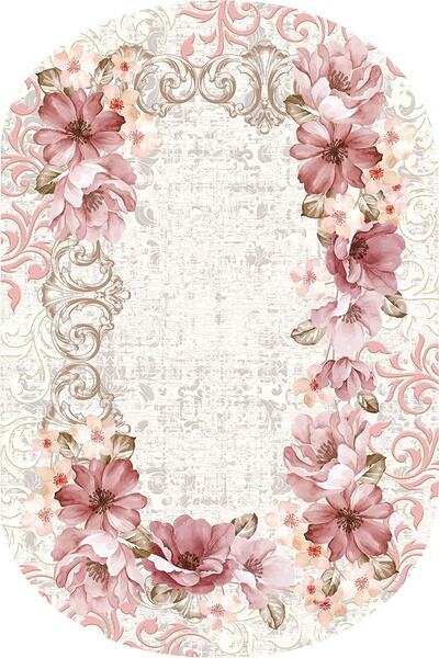 Resmiro Çiçek Desenli 2'li Banyo Paspası(50x60 Cm - 60x100 Cm) Brc5001