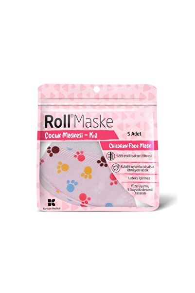 Rolly Roll Çocuk Maskesi Kız 5'li Paket