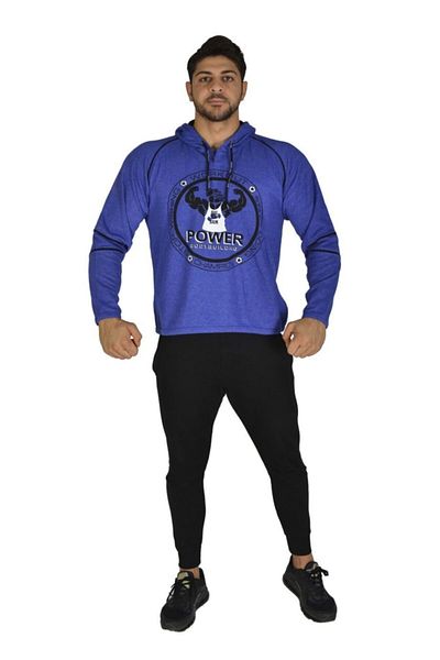 Big Sam Blue Cotton Winter Hooded Sweatshirt 4668