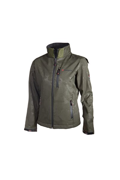 Cresta Outdoor Kamuflaj Baskılı Kapüşonlu Kadın Softshell Ceket