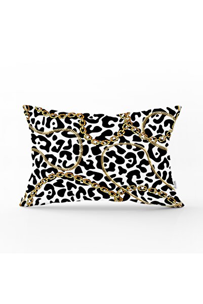 Realhomes Leopar Desenli Altın Detaylı Özel Tasarım Modern Dikdörtgen Yastık ...