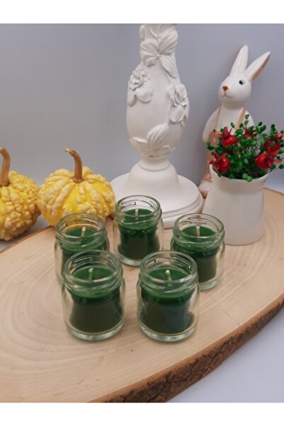 HEDİYELİK MUMLAR 10 Adet Yeşil Kavanoz Mum Söz, Nişan, Kına, Nikah Şekeri, Dü...