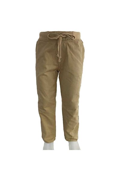 ALKANO Men's Beige Ribbed School Trousers