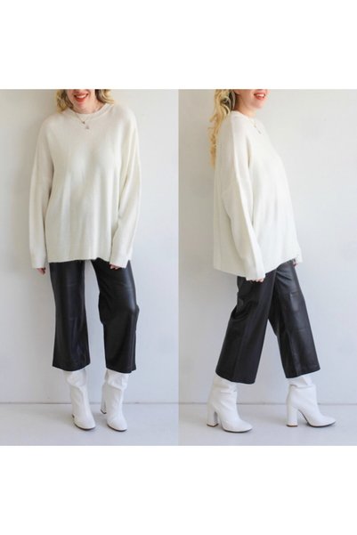 Modaonna Beyaz Oversize Kazak