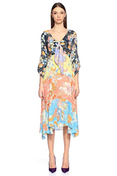 Peter Pilotto Çiçek Desenli Midi Renkli Elbise
