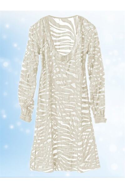 Bulalgiy Kadın Kırık Beyaz Ipek Plaj Tunik - Bga083452