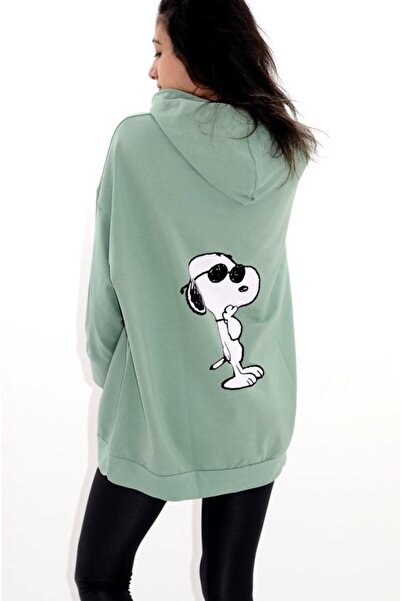 BURAKLİFE 3320 Önü Ve Arkası Snopy Baskı Iki Iplik Sweat