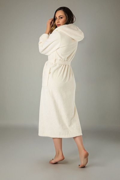 Nuşa Κρεμ φούστα Jacquard Bambo Cotton Γυναικείο μπουρνούζι