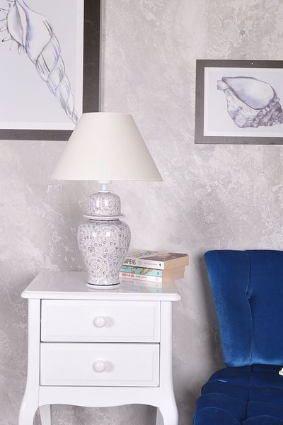 Qdec Bleu Blanc Shah Vase - Lampshade Sparse Halıç K. White