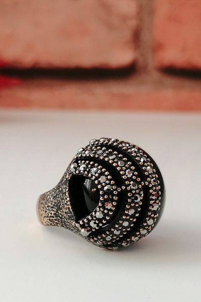 Esra Pamir Marcasite Jewelled Agate Ring
