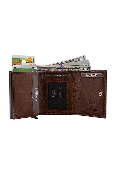 Garbalia 100% Χειροποίητο Crazy Leather Μηχανισμός Καφέ Θήκη για Χρήματα χαρτοφυλάκιο