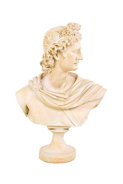 By Ari Ev Dekorasyon Apollon Büst Heykel Biblo Krem Renk