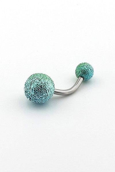Solfera Turquoise Green Color Banana Belly 8mm Ball End Steel Piercing P455h