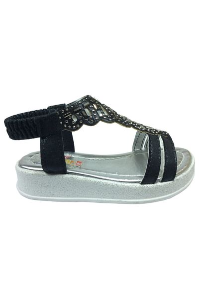 grafen Orthopedic Booties Girls' Sandals Black Leaf Pattern Stone Heeled Evening Dress