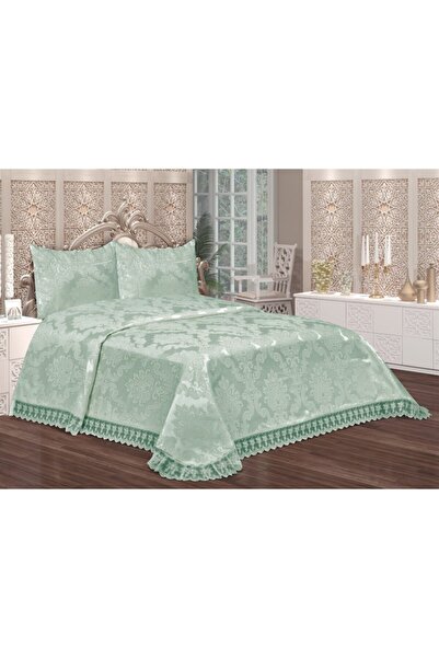 EvcimenStore Fransız Güpürlü Firuze Yatak Örtüsü