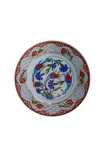 Armada Çini Armada Cini Prt 49 25 Cm Kırmızı Altın Yaldızlı Lale Karanfil Des...